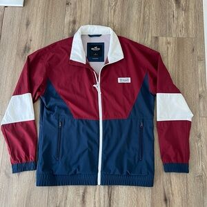 Hollister Men's Burgundy and Navy Windbreaker